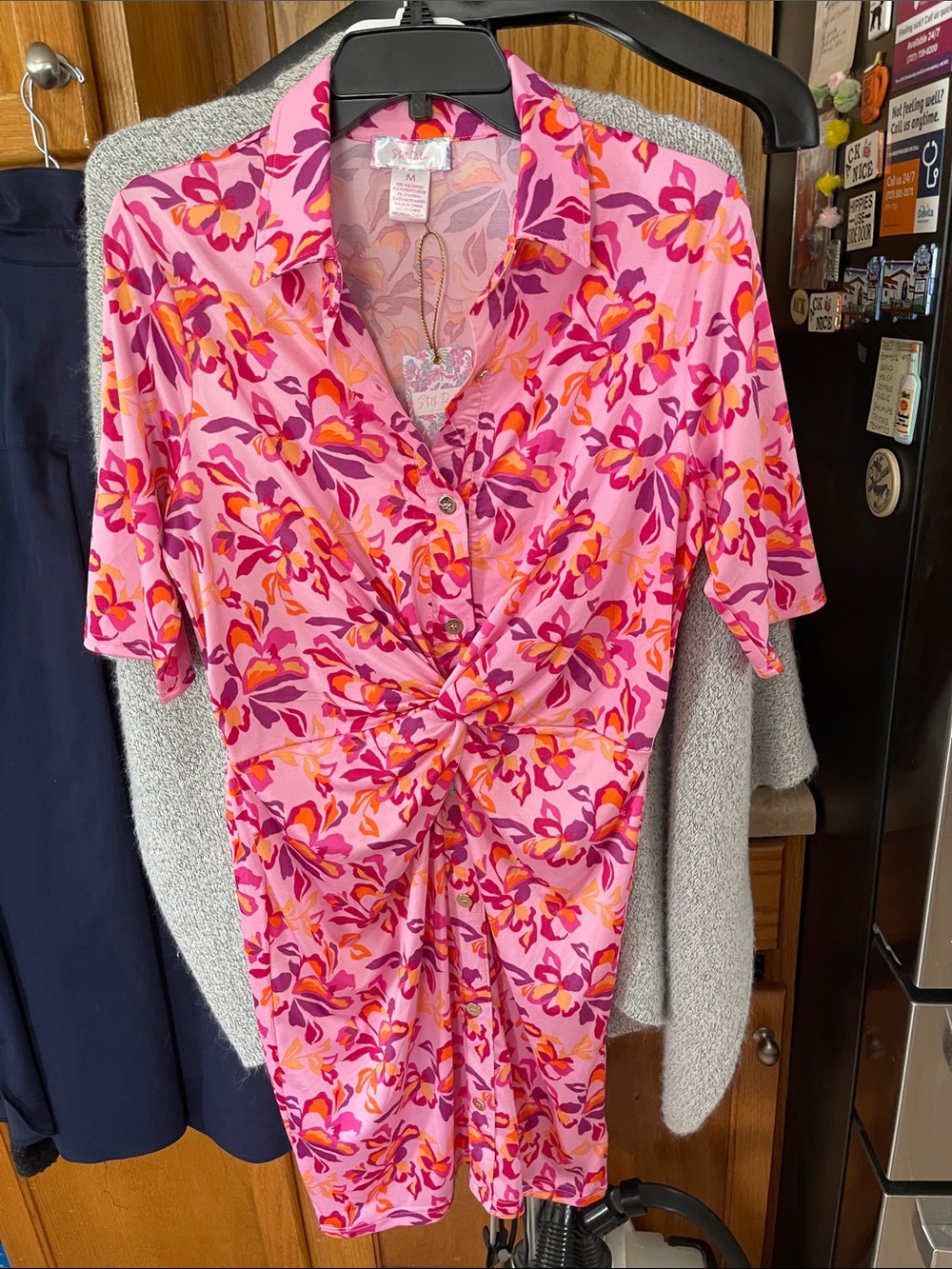 Stella Parker Fuchsia Floral Size M Dress UPF Sun Protection